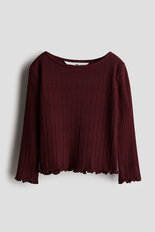 Ribbed top -dark red