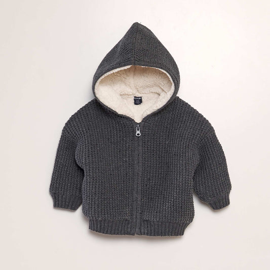 knitted vest with hood