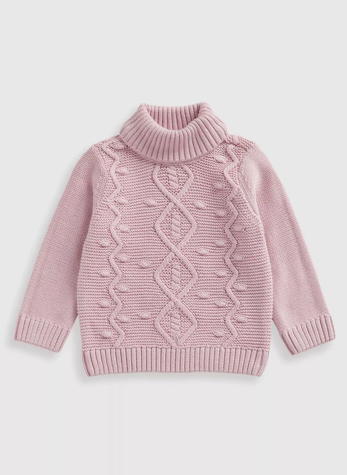 Mothercare Pink cable roll neck jumper