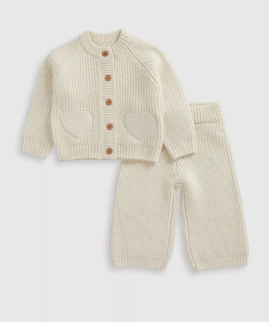 Knitted cardigan and trouser set
