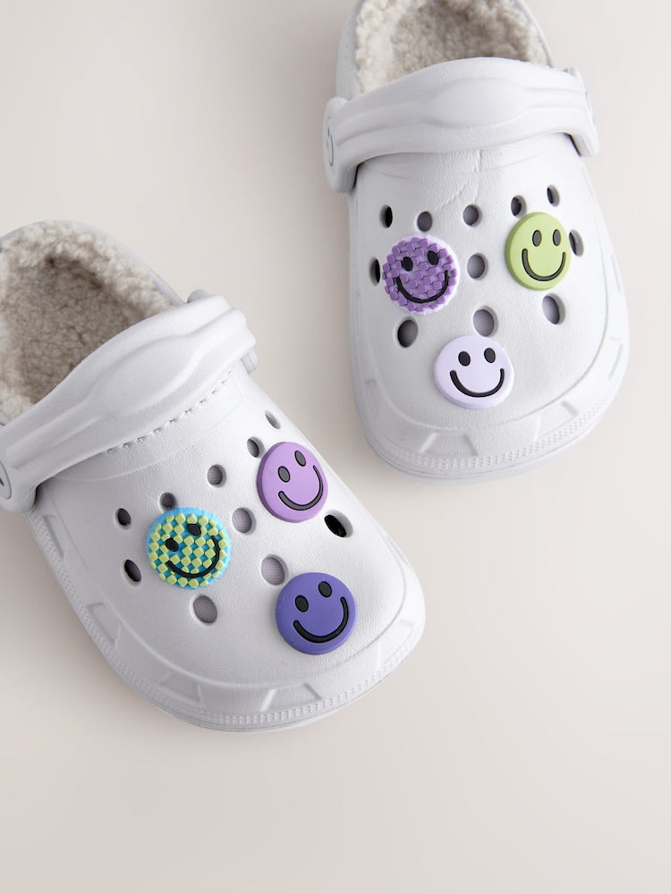 Grey happy face warm lined slipper clogs