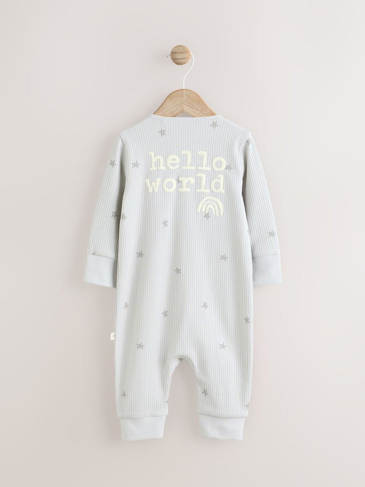Hello World Two Way Zip Baby Sleepsuit