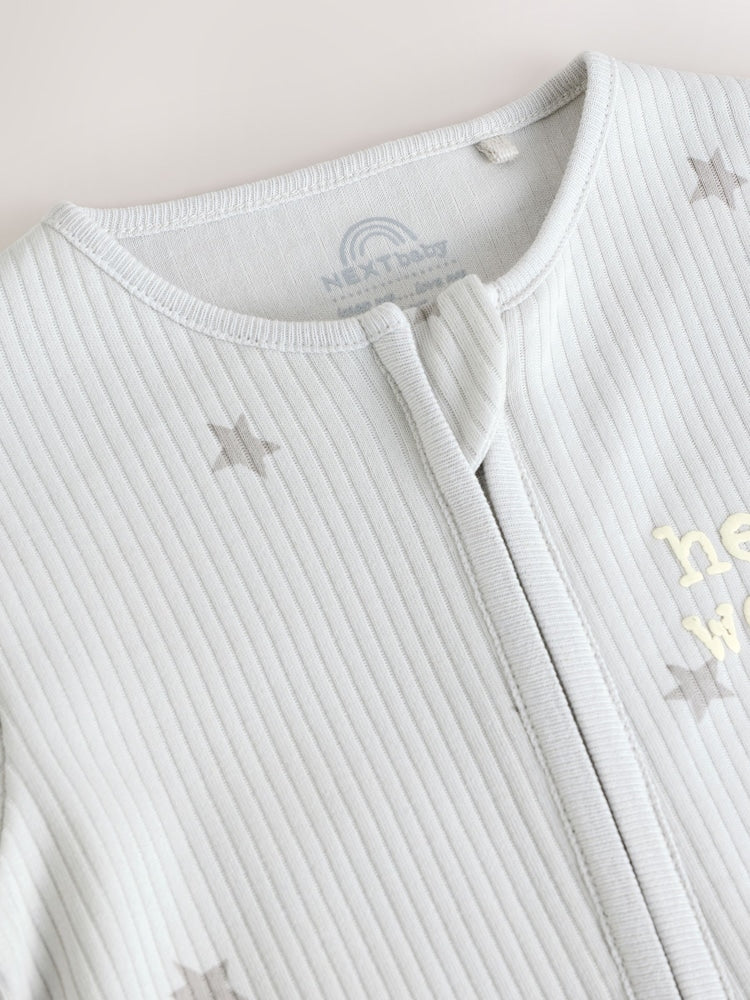 Hello World Two Way Zip Baby Sleepsuit