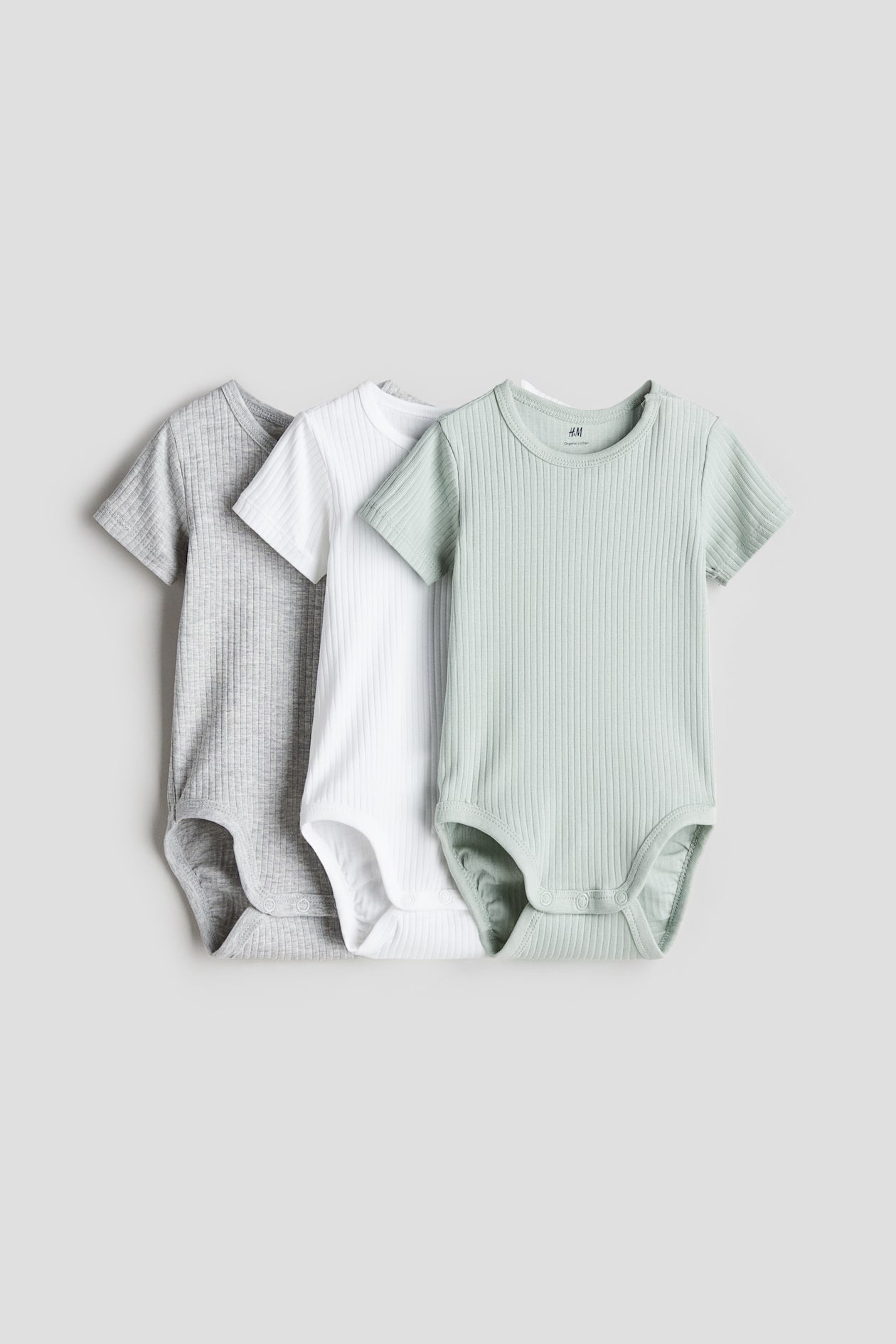 H&M 3-PACK RIBBED COTTON BODYSUITS