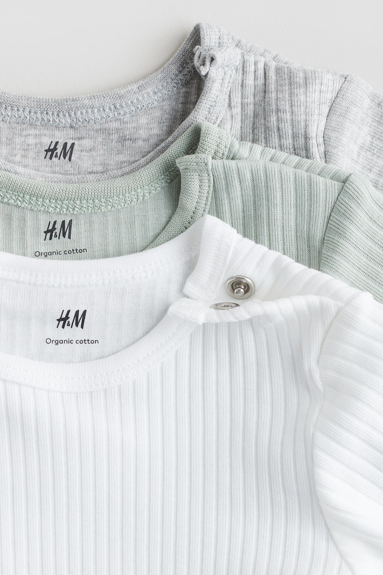 H&M 3-PACK RIBBED COTTON BODYSUITS