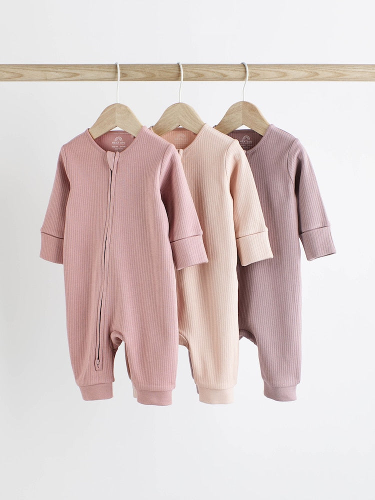 Next 3 pack two way zip Sleepsuit
