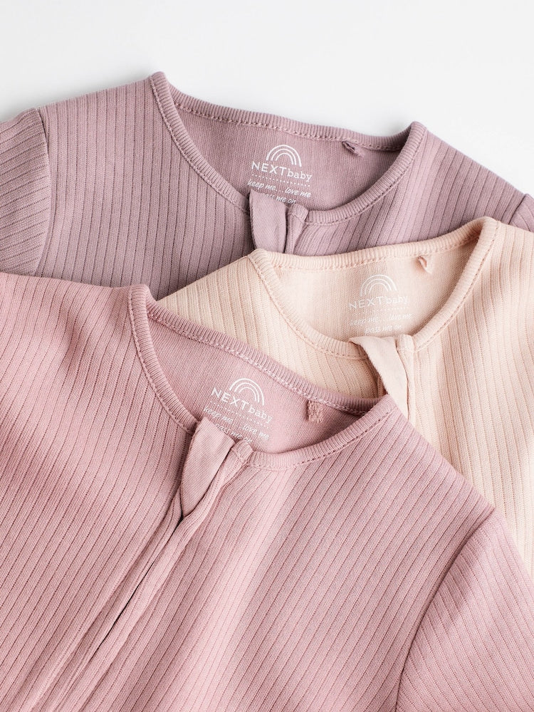 Next 3 pack two way zip Sleepsuit