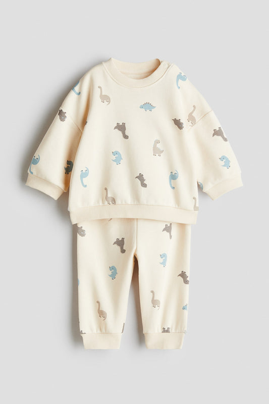 2-PIECE PRINTED BRUSHED-INSIDE SWEATSUIT