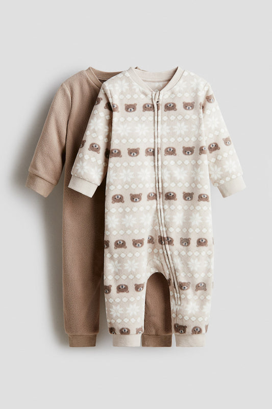 2-PACK FLEECE ZIP-UP SLEEPSUITS