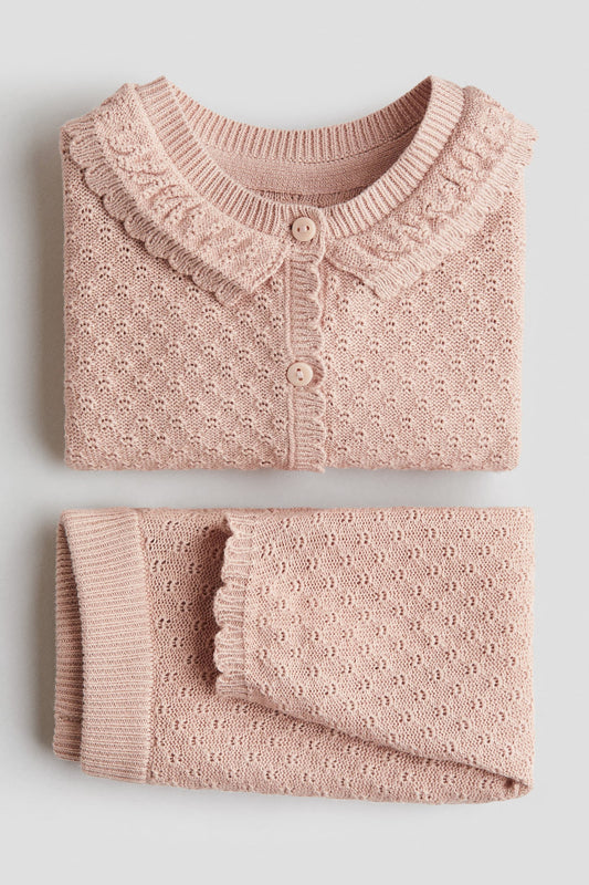 2-PIECE POINTELLE-KNIT COTTON SET