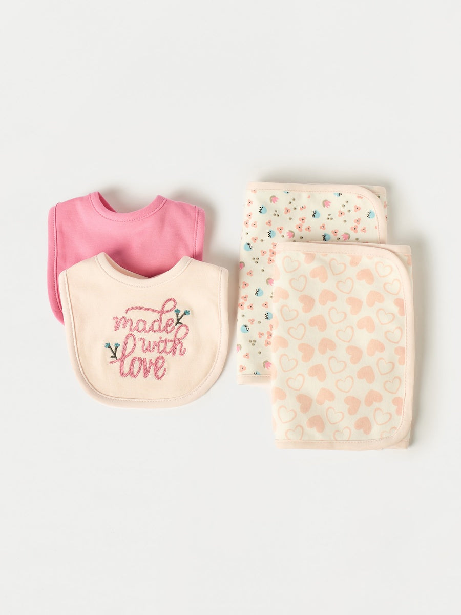4 Pack - Bib and Burp Set