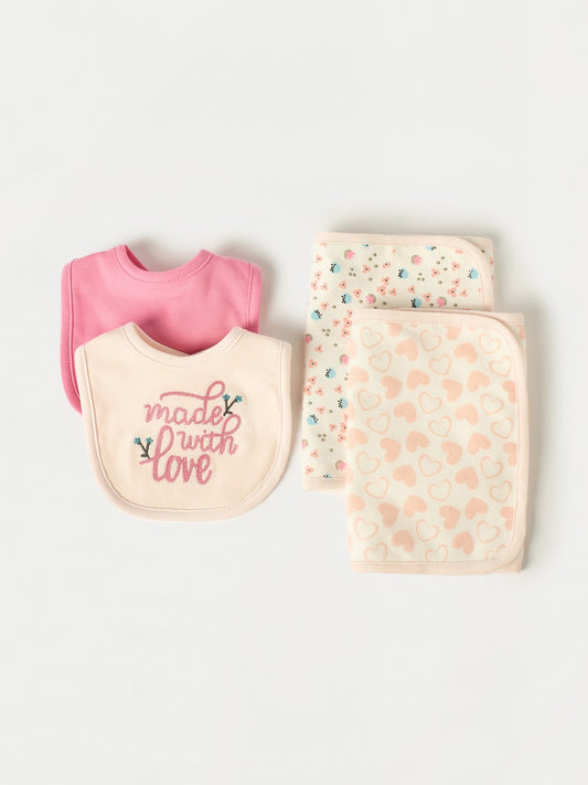 4 Pack - Bib and Burp Set