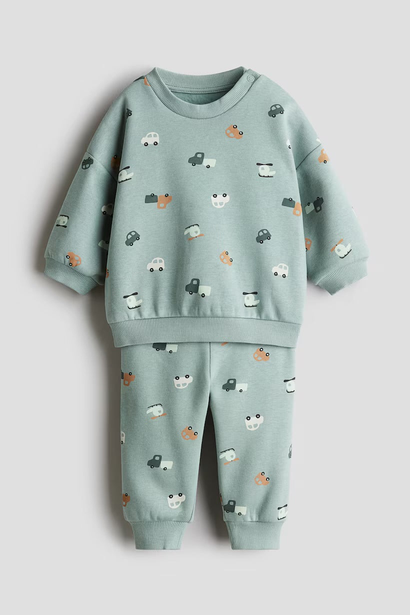 2 pieces printed brushed inside sweatshirt set
