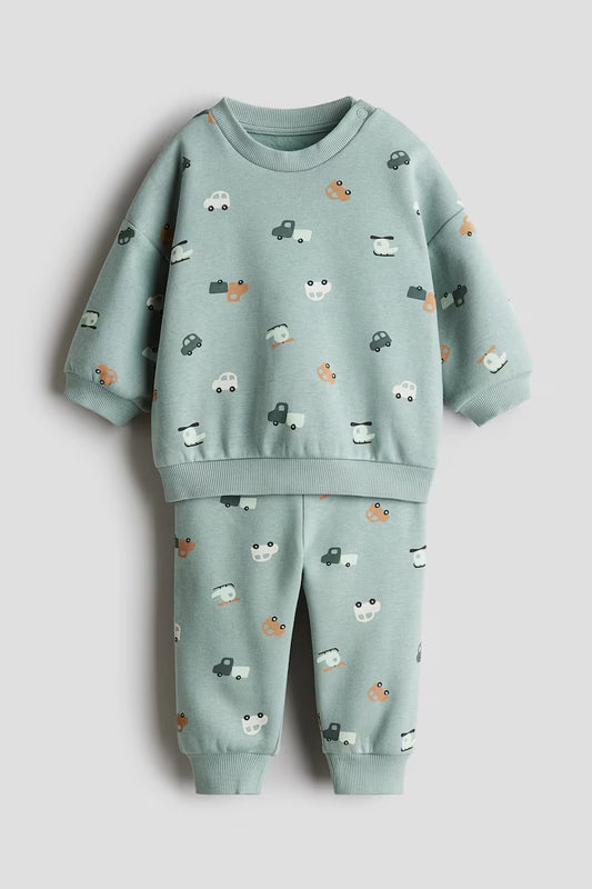 2 pieces printed brushed inside sweatshirt set