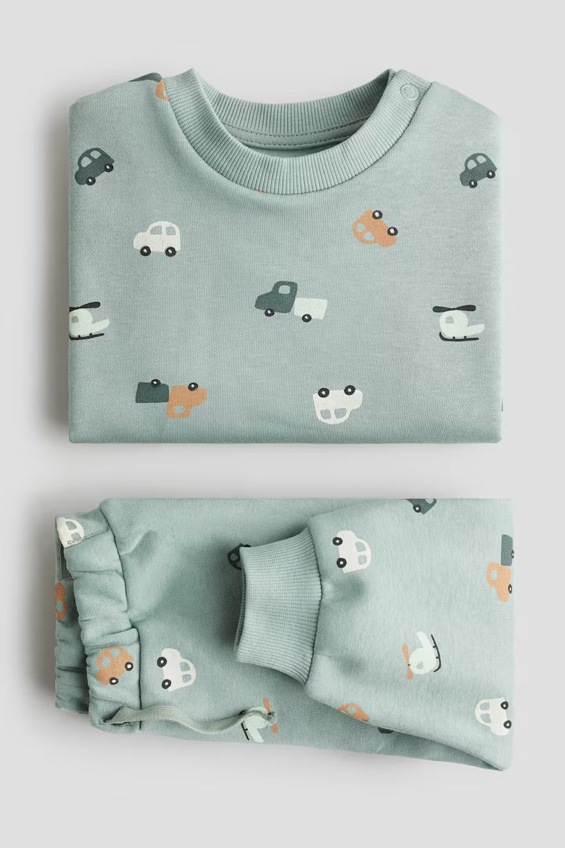 2 pieces printed brushed inside sweatshirt set