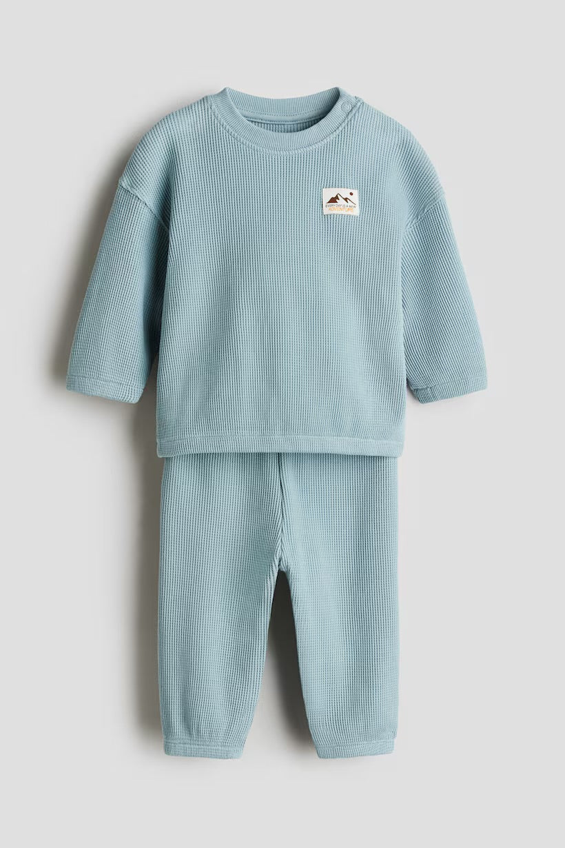 Waffle cotton knit set