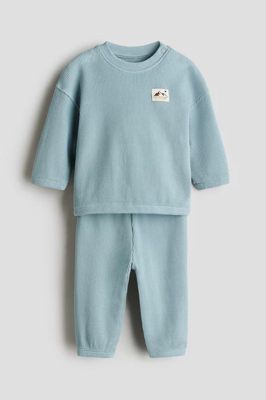 Waffle cotton knit set