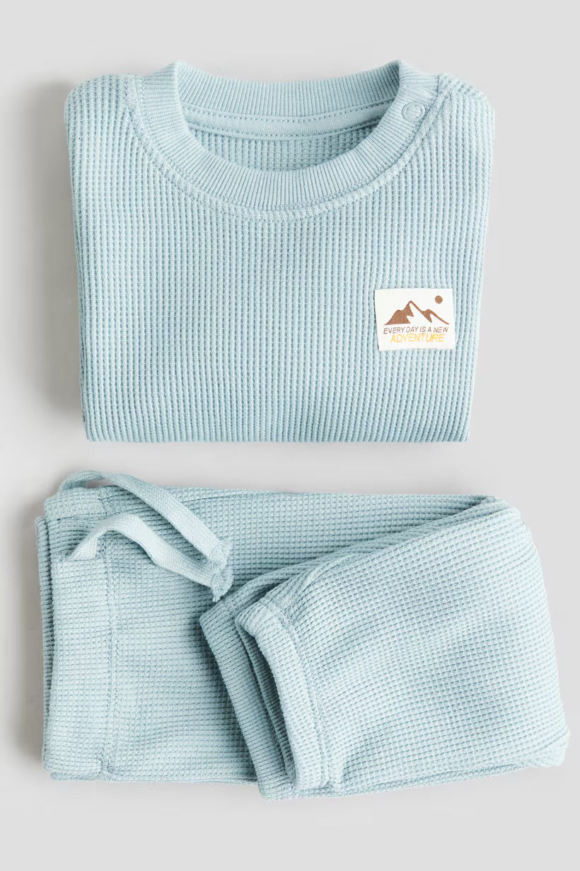 Waffle cotton knit set