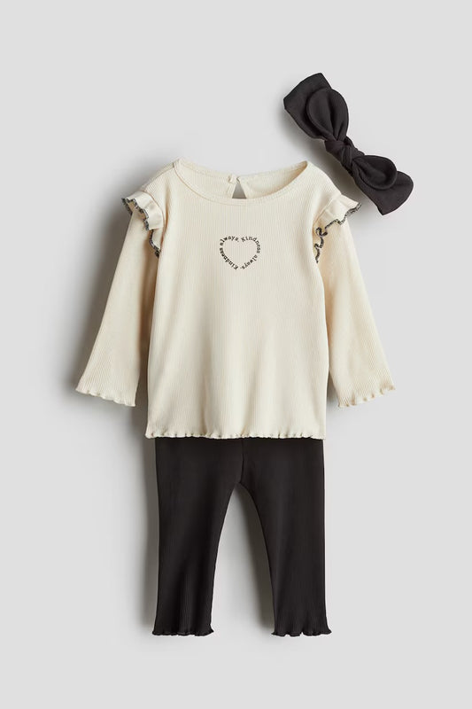 3 pieces ribbed cotton set