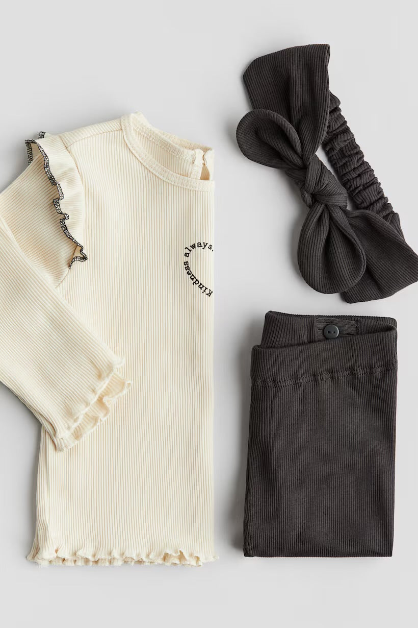 3 pieces ribbed cotton set