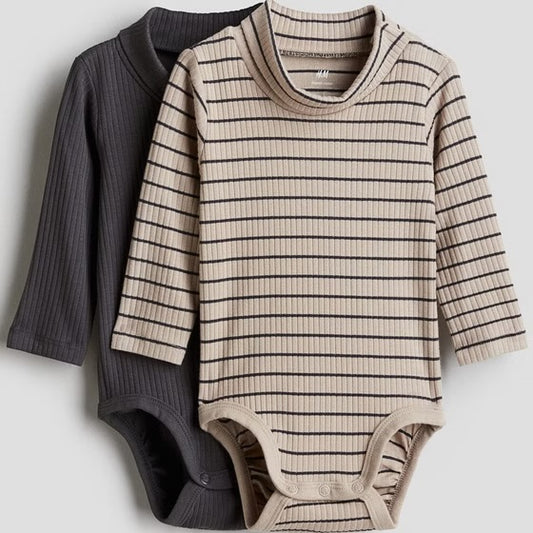 2 pack ribbed polo neck bodysuits