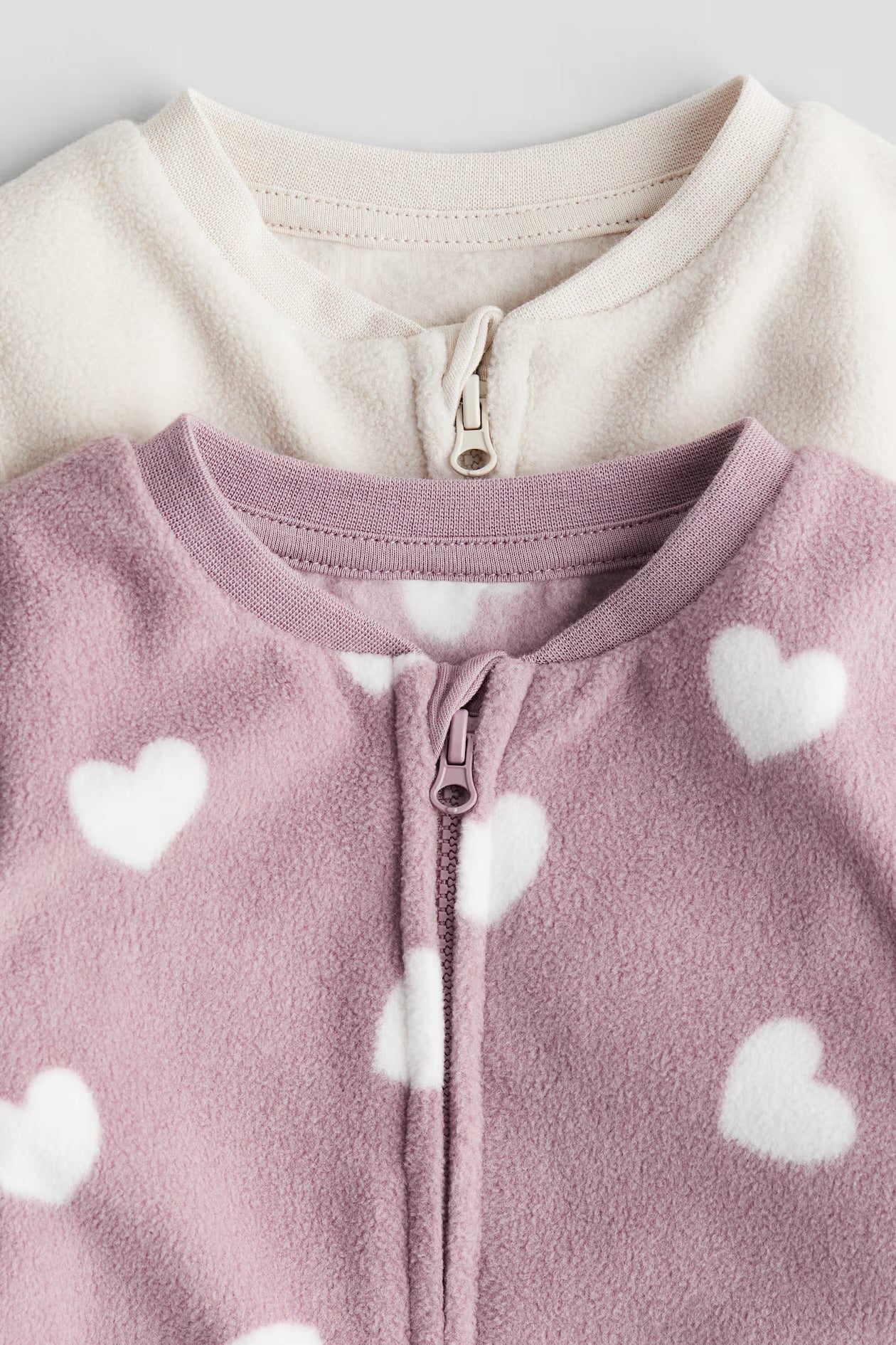 2 pack fleece zip-up sleepsuits