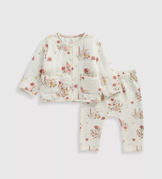 Girls Floral Print Jacket & Leggings Set