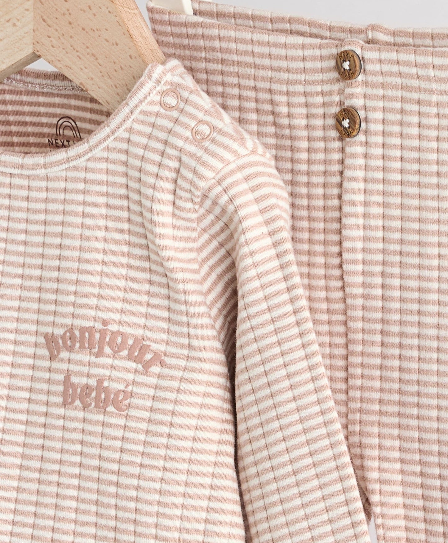 Neutral striped baby top and legging set