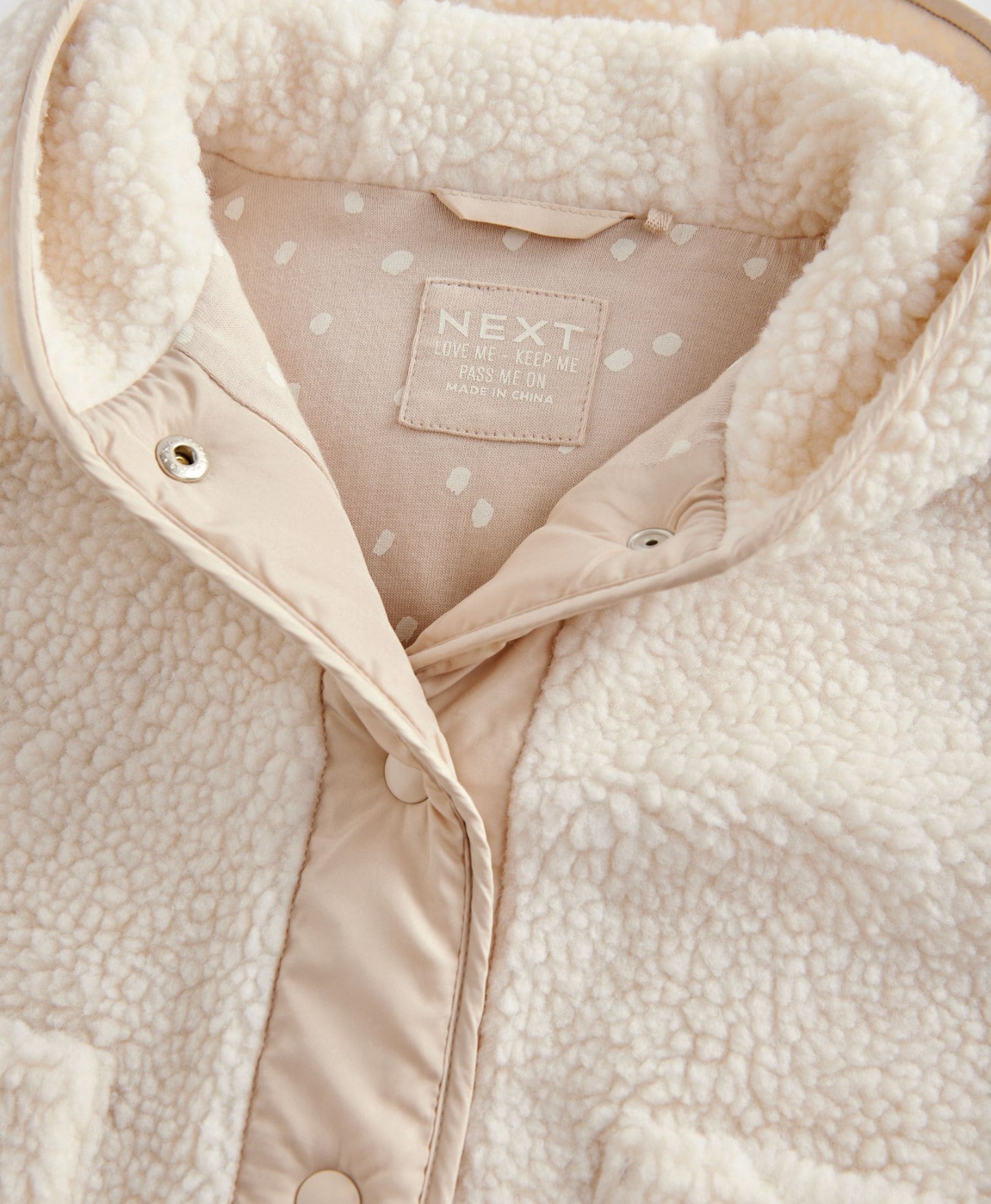 Cream hooded zip fleece jacket