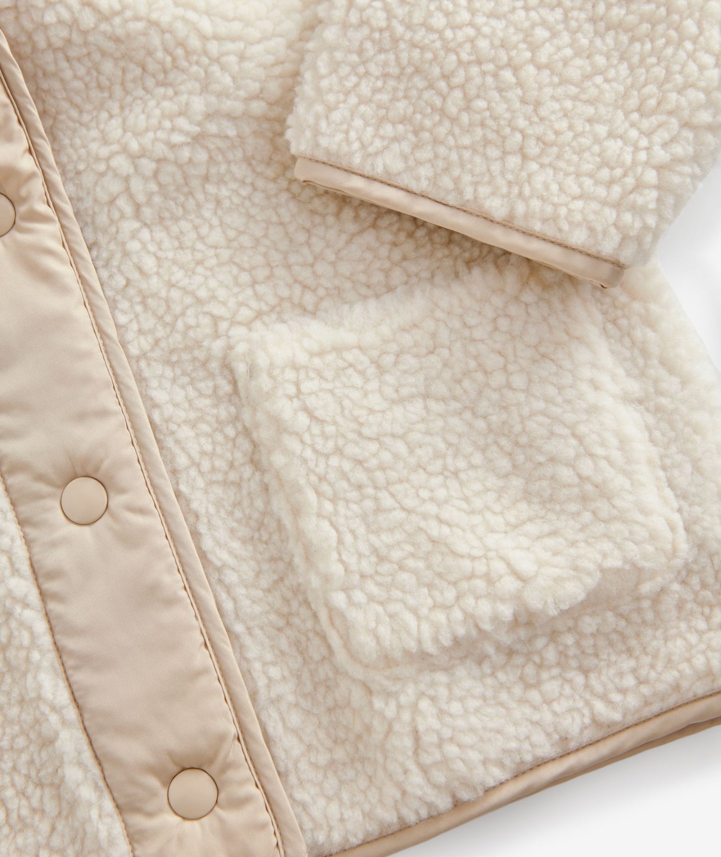 Cream hooded zip fleece jacket