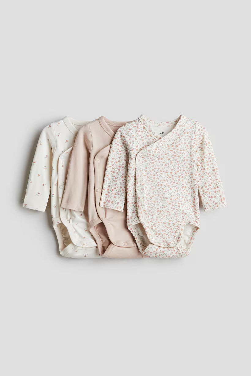 3 pack wrapover bodysuits