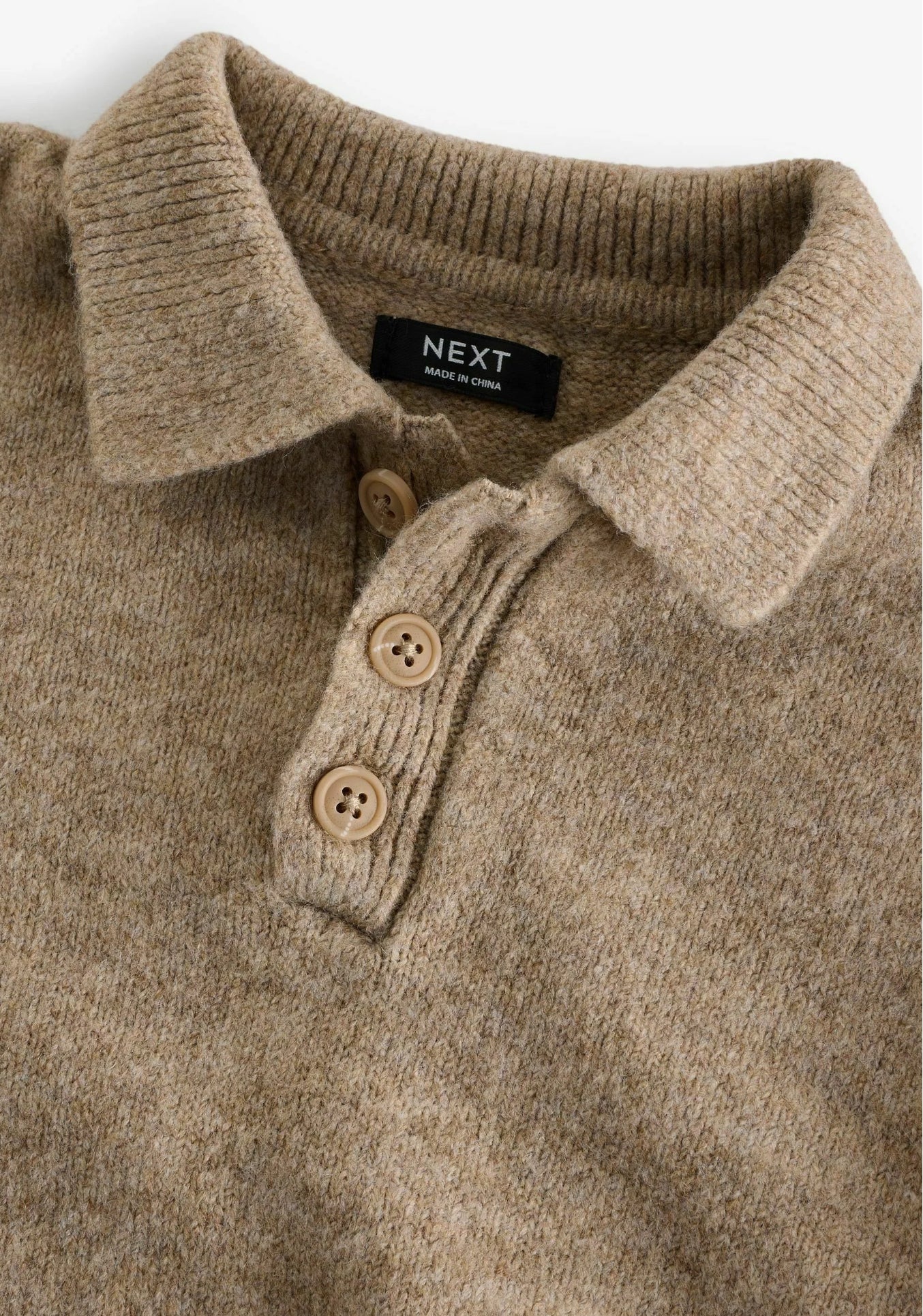 Neutral knitted long sleeve polo and joggers set