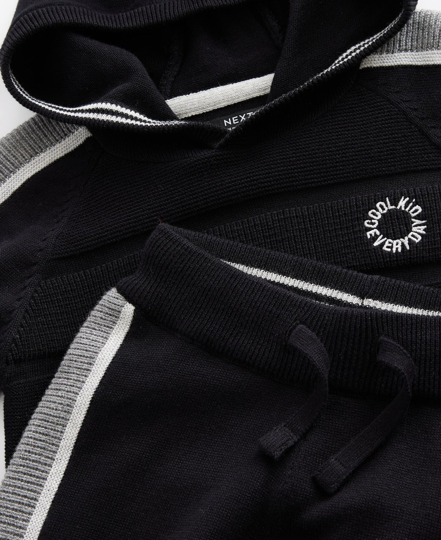 Black knitted 100% cotton joggers set