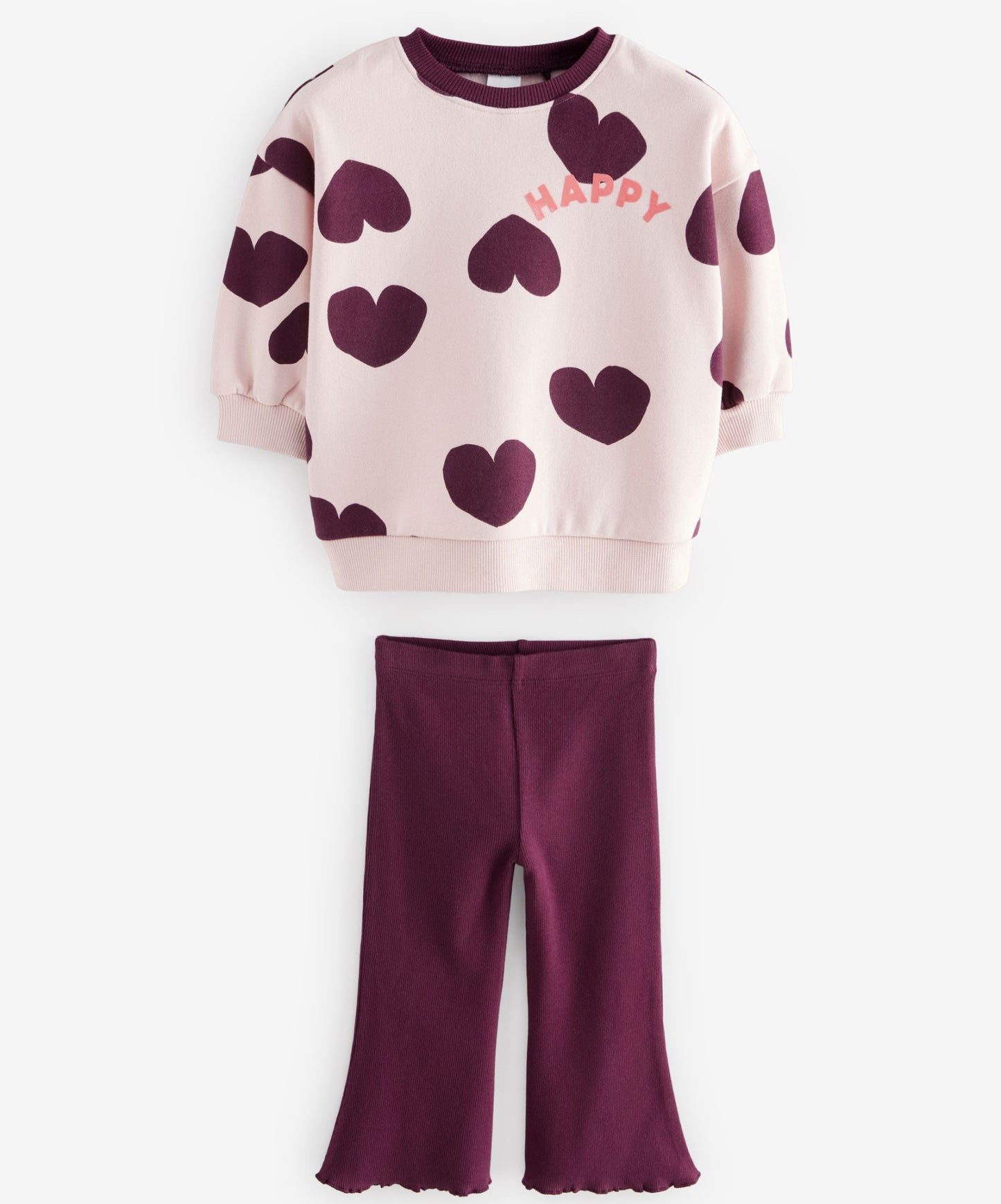 Purple sweatshirt and flare legging set