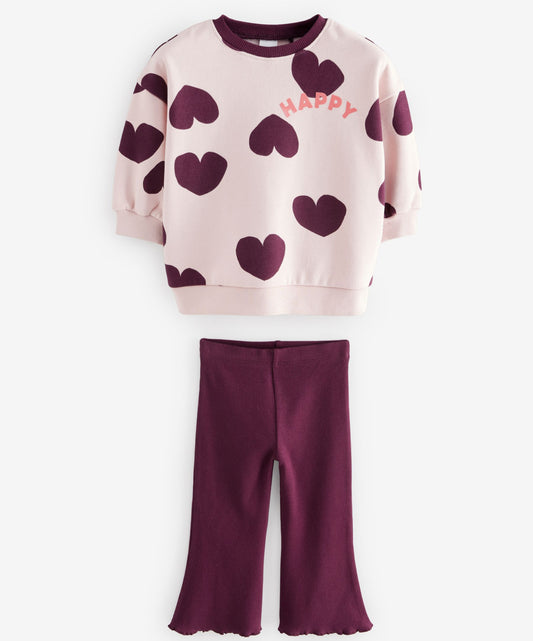 Purple sweatshirt and flare legging set