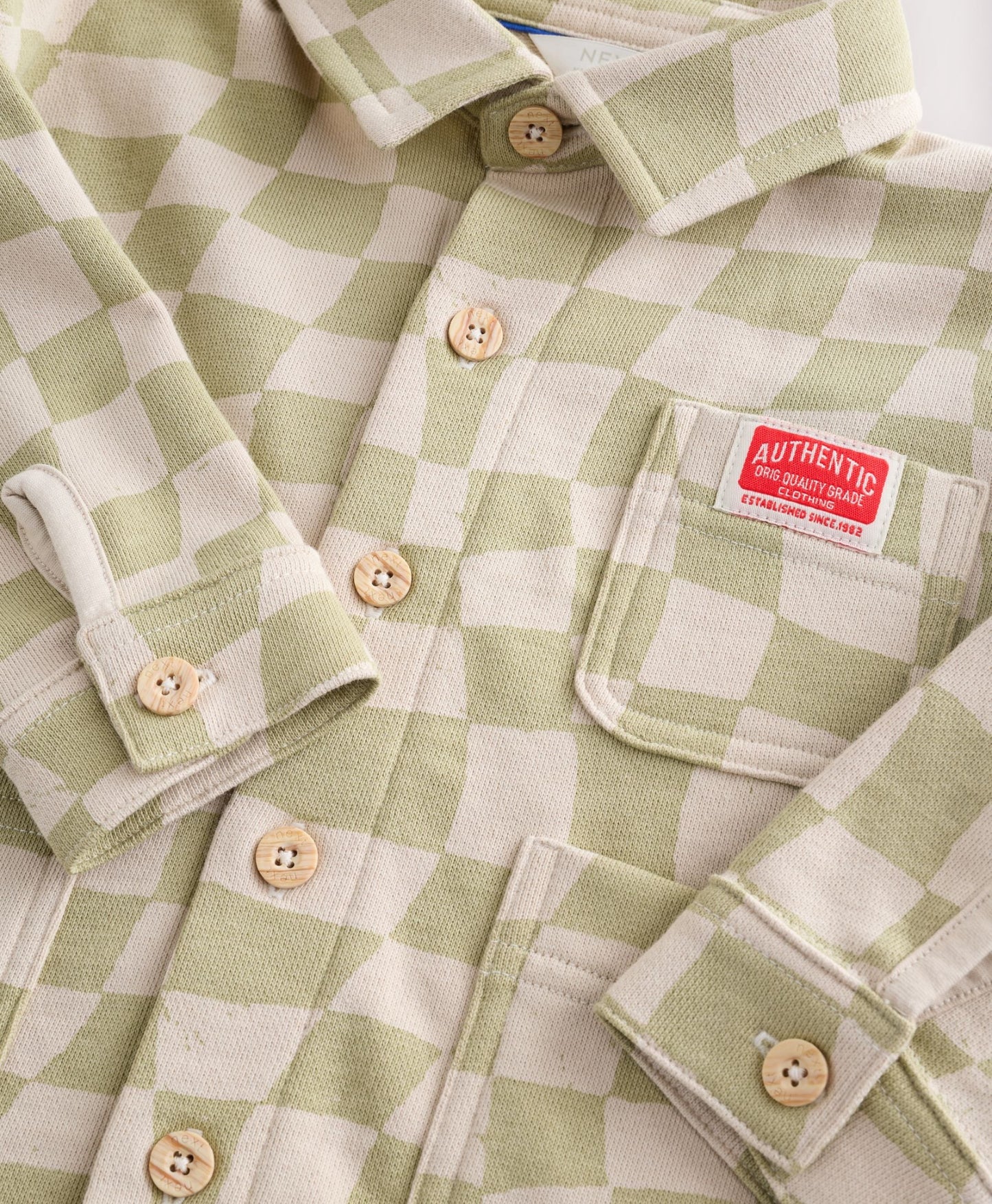 Green checkerboard jersey shirt and jogger set